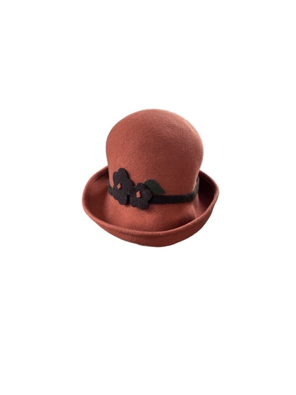 Women's Toucan Collection Rust & Black Felt Cloche Hat One Size